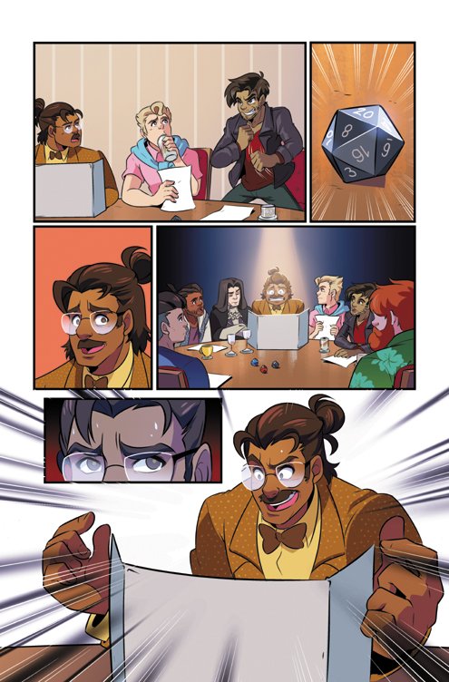 Happy #NewComicBookDay! Out today is the collected Dream Daddy: A Dad Dating Comic Book from @OniPress! This book has so many great stories by incredibly talented folks! Including "Dungeons and Daddies," by @losthiskeysman, @OhHeyDJ, @HassanOE, and colored by me! 