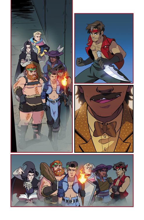 Happy #NewComicBookDay! Out today is the collected Dream Daddy: A Dad Dating Comic Book from @OniPress! This book has so many great stories by incredibly talented folks! Including "Dungeons and Daddies," by @losthiskeysman, @OhHeyDJ, @HassanOE, and colored by me! 