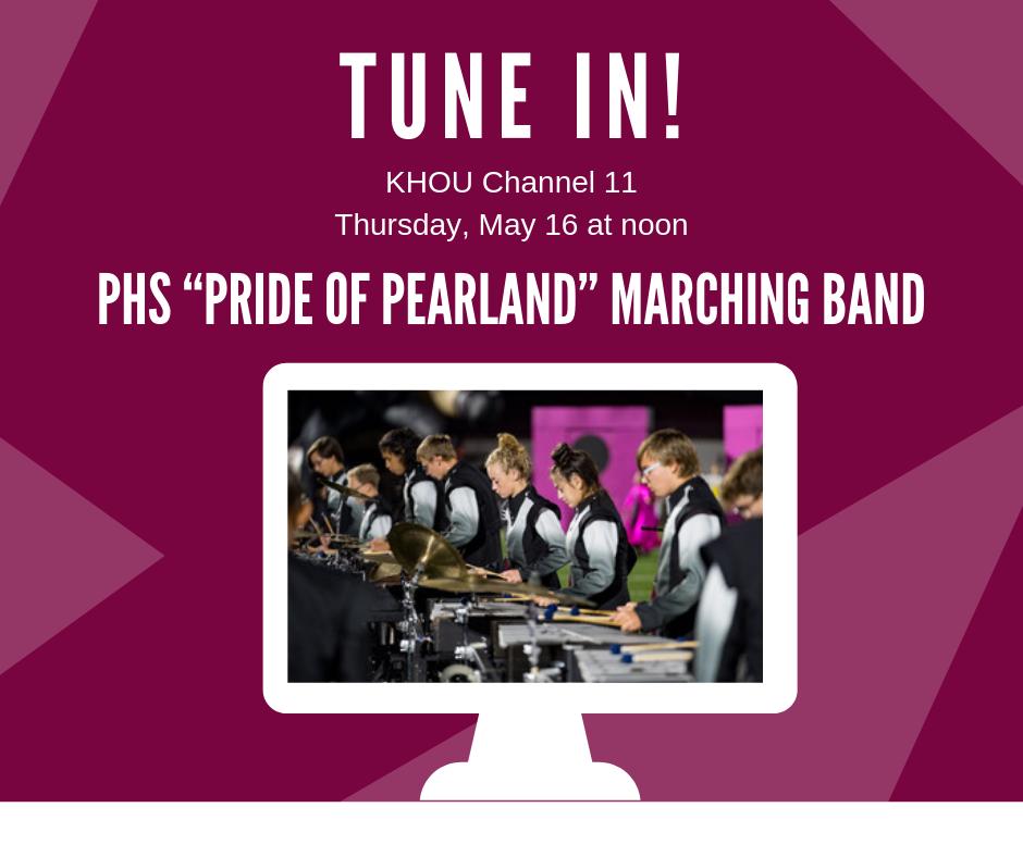 Set your DVR! Tune in to <a href="/KHOU/">KHOU 11 News Houston</a> tomorrow, Thursday, May 16 at noon to see <a href="/PearlandHighSch/">Pearland High School</a> “Pride of Pearland” Marching Band. The band will be highlighted for being selected to perform at the Rose Parade in California on New Year’s Day in 2020. #WeArePearlandISD