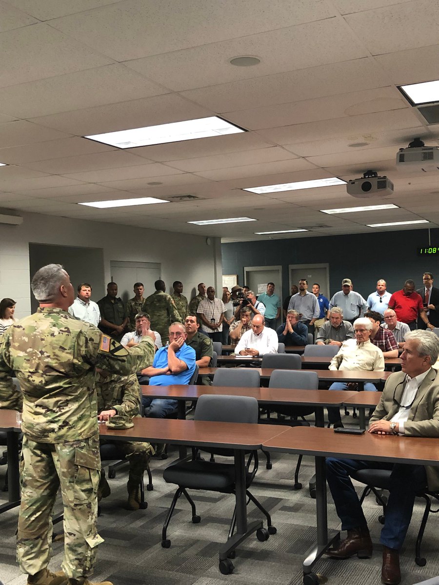 msrivercomm's tweet photo. MG Kaiser, President of the Mississippi River Commission, provides a status update on river conditions to stakeholders in Pointe Coupee Parish, Louisiana, near the Morganza Spillway, May 15, 2019.  @TeamNewOrleans @MVD_USACE https://t.co/yBDAht9rgr