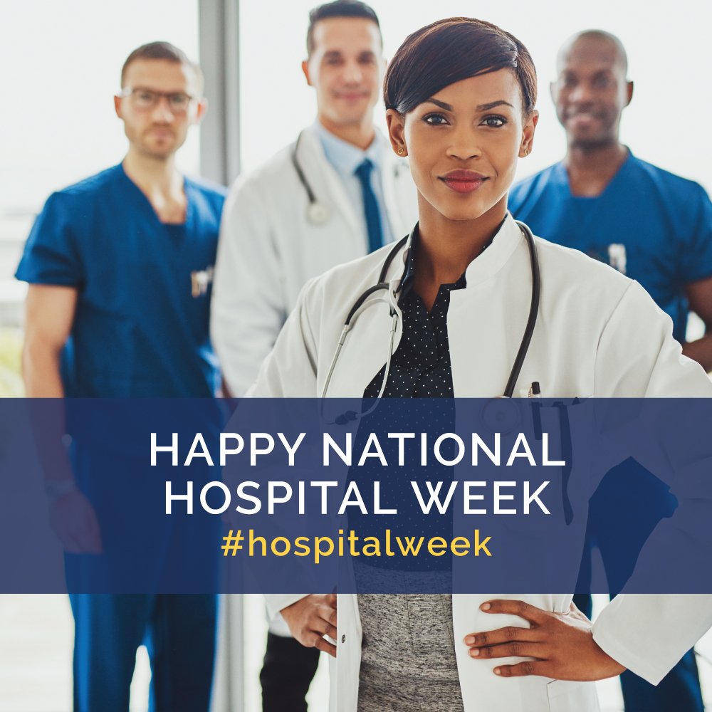 HealthTech_USA's tweet photo. Happy National Hospital Week from all of us at HealthTechS3. This week celebrates the physicians, administrators, nurses, volunteers and everyone who provide healing to those in need. #HealthTechS3 #hospitalweek #unitedstateshealthcare #healthcare #hospitalmanagement https://t.co/tgJAqysc3U