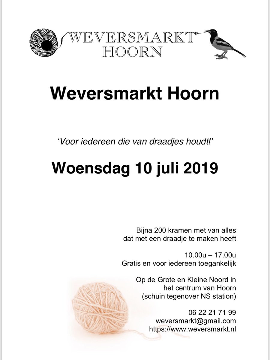 weefmaterialen's tweet photo. 10 juli 2019 WEVERSMARKT HOORN
Patiss Weefmaterialen staat daar dit jaar ook weer, met ondermeer twee nieuwe modellen compacte weefgetouwen van Toika Oy.
#weversmarkt #weven #weefgetouw https://t.co/wITlbPsdH0