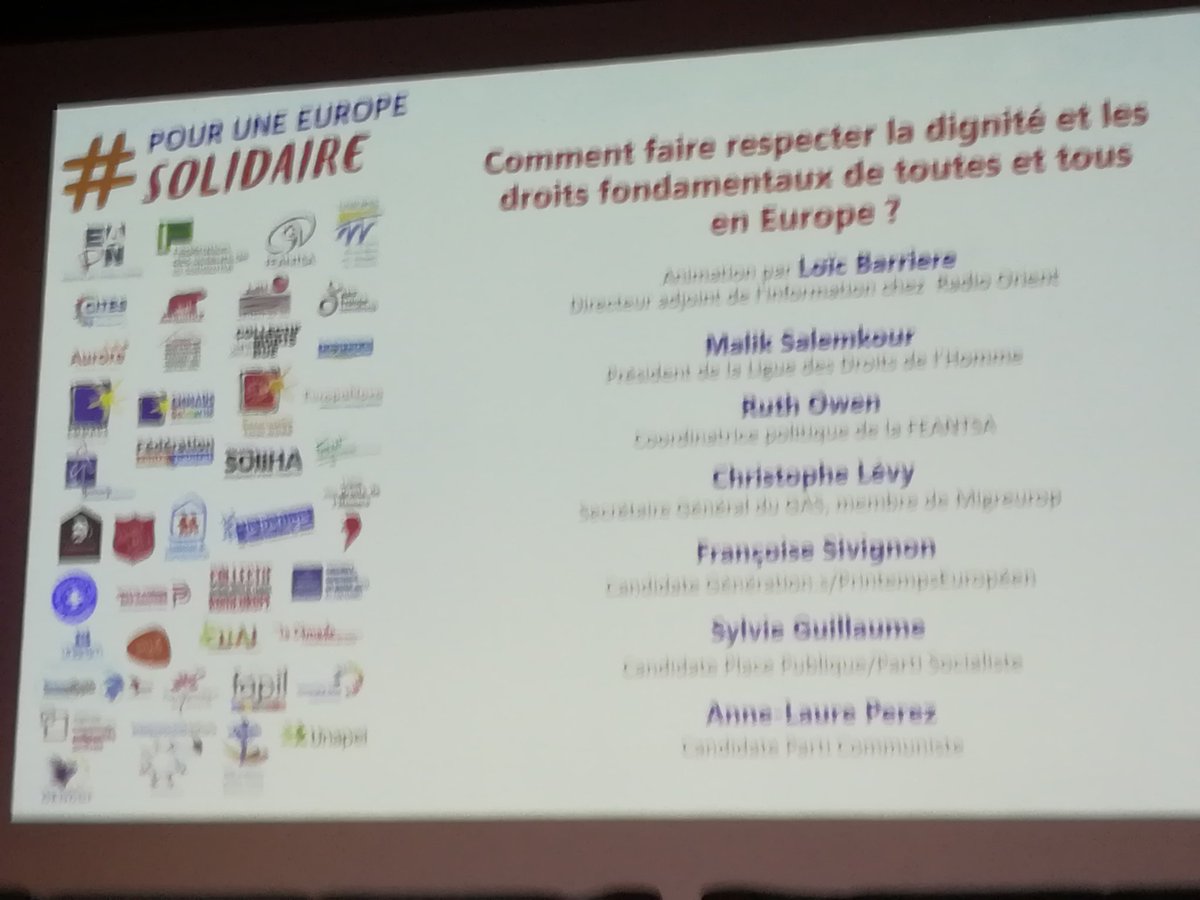Uniopss's tweet photo. Première table ronde autour du respect des droits fondamentaux #PourUneEuropeSolidaire. Débat entre #associations et candidats aux élections européennes. https://t.co/aU54OOJW38