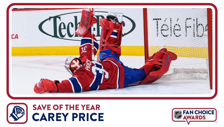 In the NHL Fan Choice awards voting, Carey is leading for Save of The Year and Best FeelGood