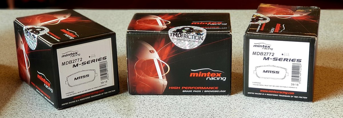 LtdRpms's tweet photo. Some Mintex racing m1155 compound pads going out today for @bccarsmotorsprt .
what a great service from @MintexBrakesUK 
The full range available here   @LtdRpms https://t.co/Zr1sC44YAq