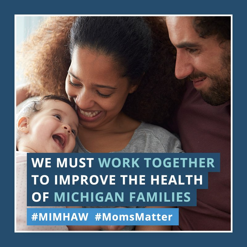 DetHealth's tweet photo. Tackling Michigan’s maternal mortality crisis will take us all working together to find solutions. Learn more about the stakeholders working to #SupportMIMoms and improve the health and well-being of Michigan families. #MIMHAW #MaternalHealthAwarenessWeek #MIMHAW https://t.co/KO3pkjtAD9