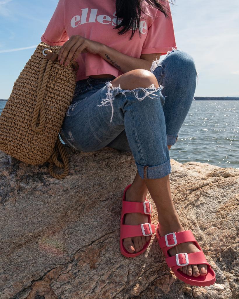 birkenstocks on the beach