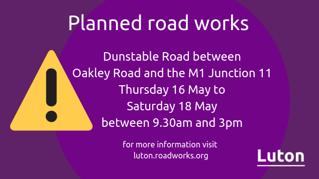 lutoncouncil's tweet image. ⚠️ Resurfacing works will begin on Dunstable Road from tomorrow. Please leave extra time for your journeys and we apologise for any inconvenience. For more details 👉 bit.ly/2HaFGHJ