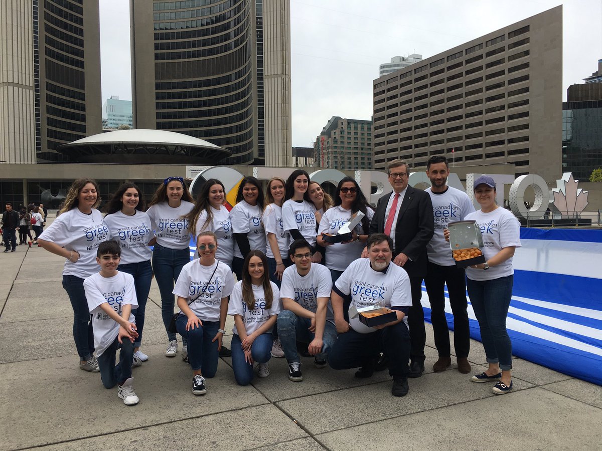 JohnTory's tweet photo. My zorba isn’t nearly as good as my polka but still had lots of fun trying to dance and meeting volunteers for the @GCGFest  this afternoon. Enjoyed celebrating the upcoming Great Canadian Greek Festival taking place next month at the Better Living Centre. #GCGFest https://t.co/LylFFp6vj7