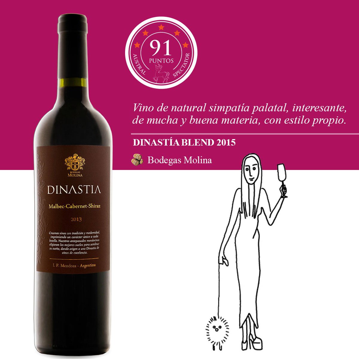¿Qué consideras que le otorga estilo propio a un vino?
🏅RECOMENDADO ★★★★★ Dinastía Blend  2015, #Malbec #Cabernet #Shiraz de Bodegas Molina Uno de los destacados de la #cataaciegas para la #GuíaAustralSpectator2019