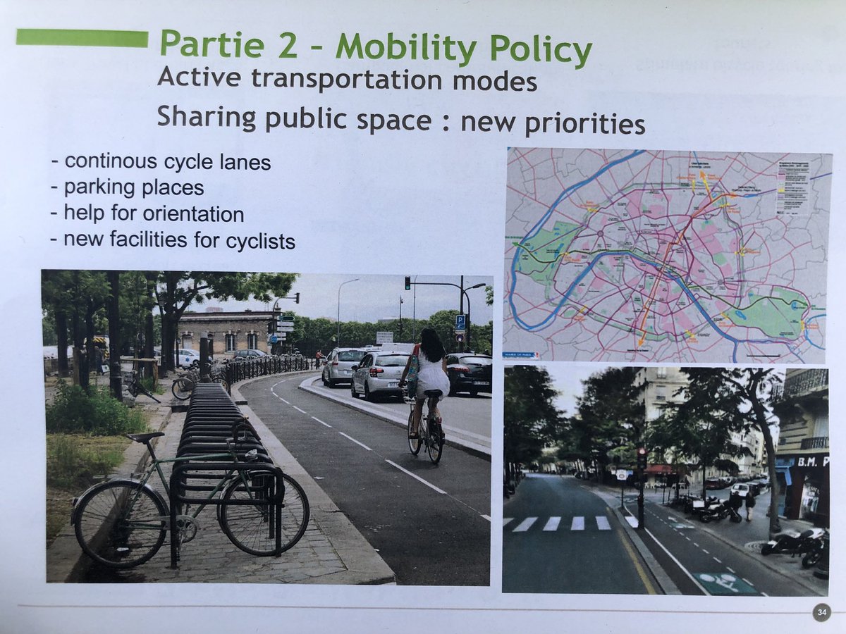 Almost 60% of all trips in the City of  #Paris are walking trips. Car trips were 21% in 2001, but down to 11% in 2016, only 1 in 10 trips. Cars still get the most space in streets by far though. But that’s changing.Just had a FASCINATING meeting with  @C_Najdovski — more to come.