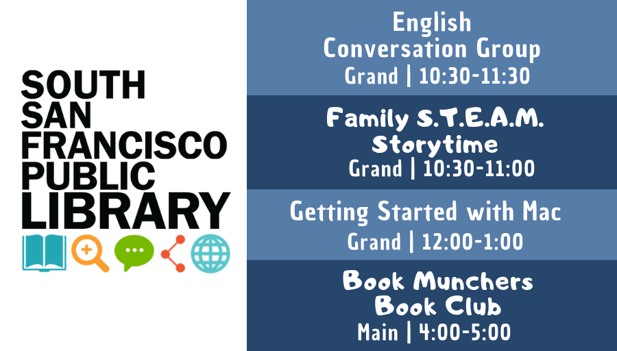 SSFLibrary's tweet photo. Thursday's classes & workshops at SSFLibrary! Let's Learn! 😃https://t.co/iNxb0iwKug
#LanguageLearning #EarlyLiteracy #STEAM #FamilyStorytime #DigitalLiteracy #BookMunchers #PoisonousAnimals @CityofSSF https://t.co/xvjl4AN7dn
