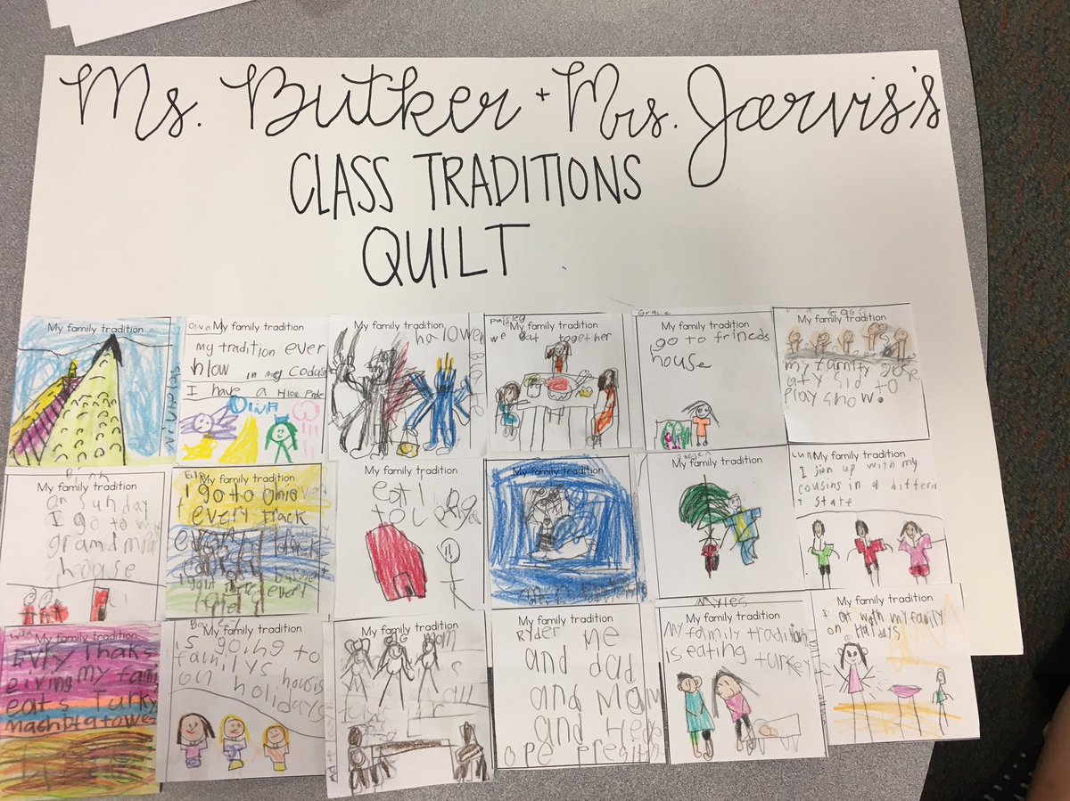 Today we put together our class quilt full of our traditions! Each one of our families are unique and sharing our traditions helps us learn about one another!