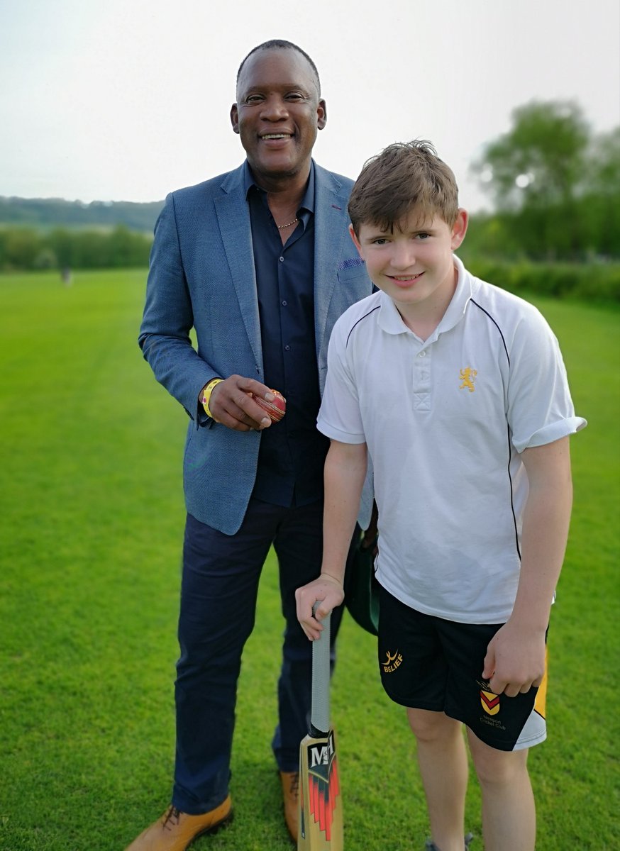 Nice surprise to see Devon Malcolm turn up at a @MonBoysSport match, so Noah took the opportunity to get some tips.