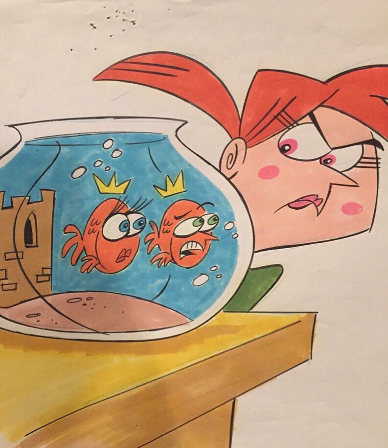 First EVER drawing of VICKY and COSMO & WANDA as fish. 