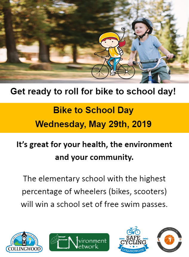 Bike to School Day on May 29!

#collingwood <a href="/TownCollingwood/">Town of Collingwood</a> #cycling #biking #biketoschool