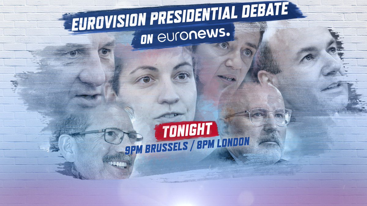 euronews's tweet photo. #EBUdebate | European Elections 2019: Watch the Eurovision Presidential Debate live on @euronews https://t.co/A7zFFij920