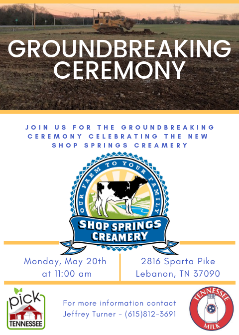 LebChamber's tweet photo. Come out and join us for the Groundbreaking Ceremony celebrating the new Shop Springs Creamery! We can not wait for this addition to our wonderful county! See you on Monday!
#ShopSpringsCreamery #ThinkLebanon #WilsonCounty #LebChamber #Groundbreaking https://t.co/Fmzf2CZTsm