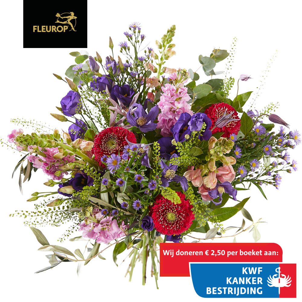 Ook wij staan op tegen kanker met het speciale KWF boeket. 👫🌸
Een mooi boeket met een groot gebaar. Per verkocht boeket doneren wij € 2,50 aan KWF Kankerbestrijding.  bit.ly/2HkF83y #kwf #NLstaatop