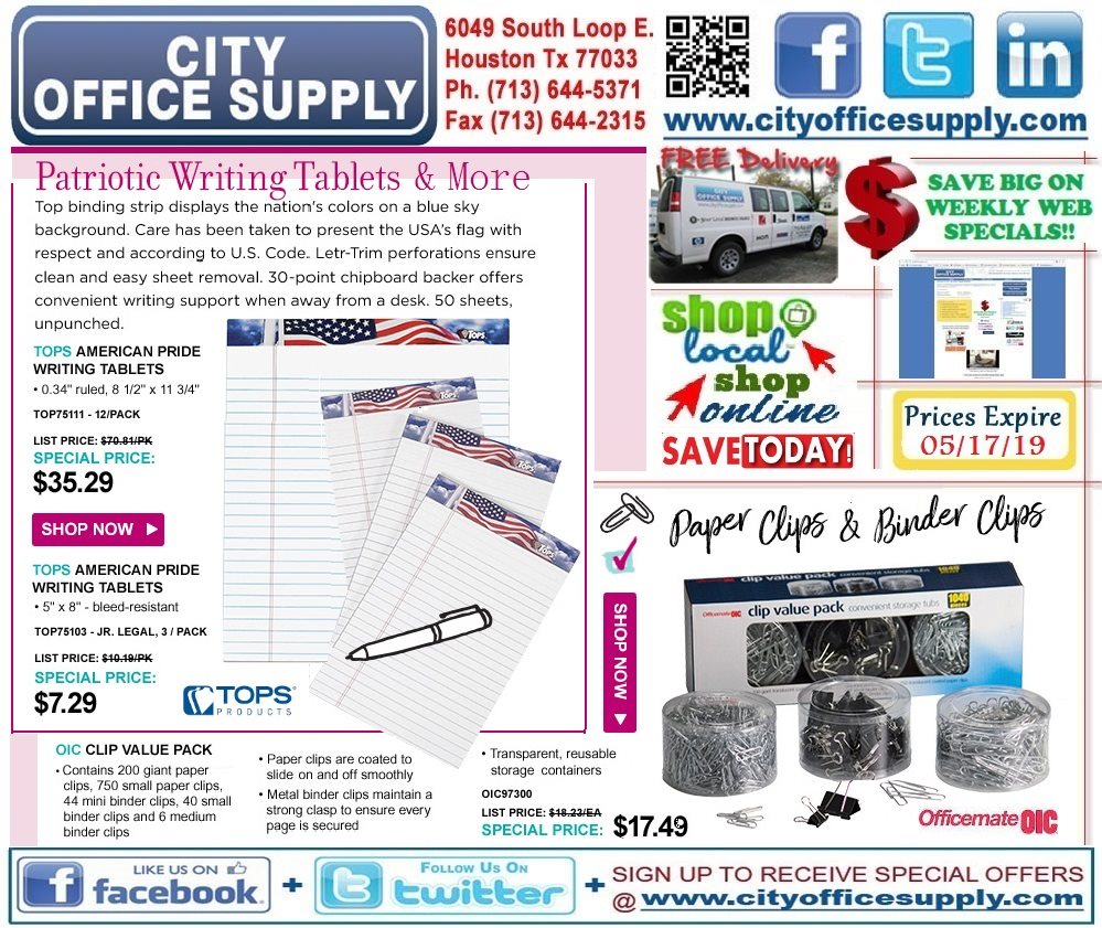 cityos's tweet photo. #YouWINWednesday with #TOPS @Pendaflex #Patriotic #WritingTablets &amp; @OfficemateOIC #Clip #ValuePack #WeeklyWEBSpecial @ https://t.co/zb4z5RaOwd #shoplocal https://t.co/cD8bF4P9dP https://t.co/EuK9MGBPbg
