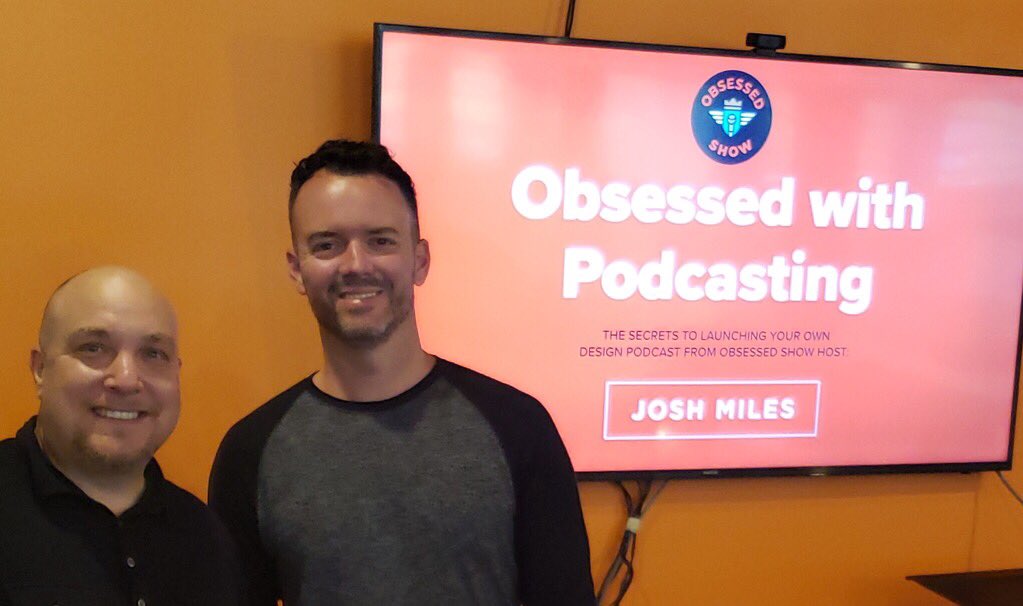 IndyDesignWeek's tweet image. Obsessed with Podcasting workshop with @JoshMiles at @Developertown is about to start!  Josh is smiling here with @randysfisher from Developertown.  Can’t wait to learn the secrets to podcasting! 🎧🎤 #indydesignweek