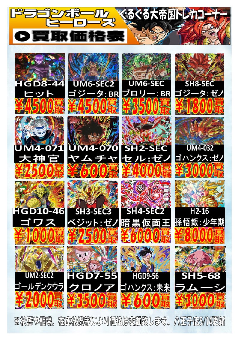 ぐるぐる大帝国八王子店トレカstaff トレカ24時間何でも買います Na Tviteru ドラゴンボールヒーローズ 買取情報 Um2 031 孫悟空 6000買取 24時間 年中無休で買取しています ぜひお持ちください お待ちしております ドラゴンボールヒーローズ