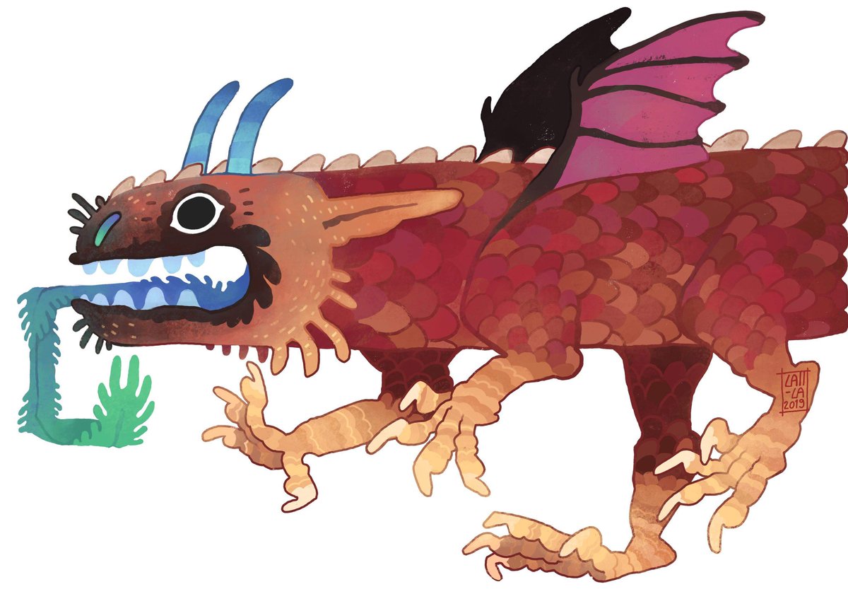 latt_la's tweet photo. Early february drawing, the first Tompik sketch on my tablet. She's a huge maya-style dragon.

#latt #lattla #drahiny #dtd #tompik #dragon #dragonart #oc #colorful #maya #procreate #tongue https://t.co/1fUuPw2frW