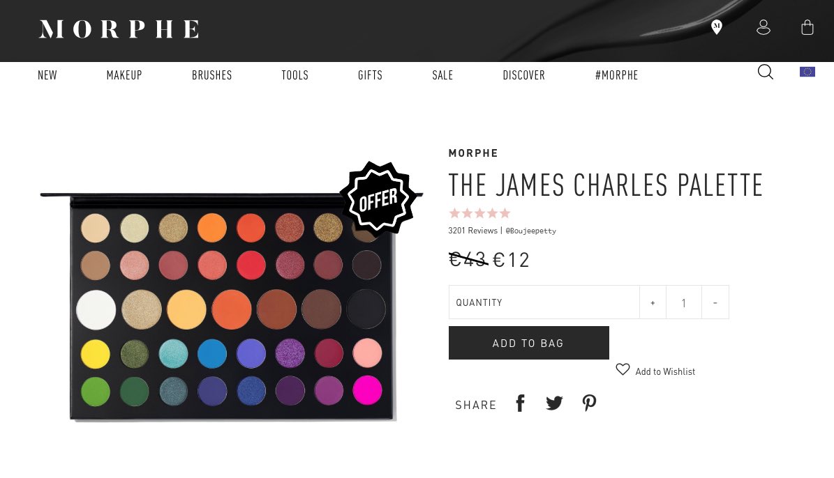 boujeepetty's tweet photo. James Charles palette is on sale y’all go get your palettes for only €12 🤪 https://t.co/sL1beEF05a
