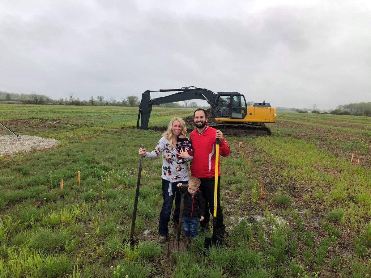 WayneHomes's tweet photo. The weather may have been a little gloomy, but there is happiness all around here as soon-to-be-homeowners Rob, Kristen, Mason, and Baby Brooke Orians had their official dig day this week! We can't wait to see your dream Covington home come to life! #WayneHomes #WhyWayne https://t.co/Kmmd6bIMgD