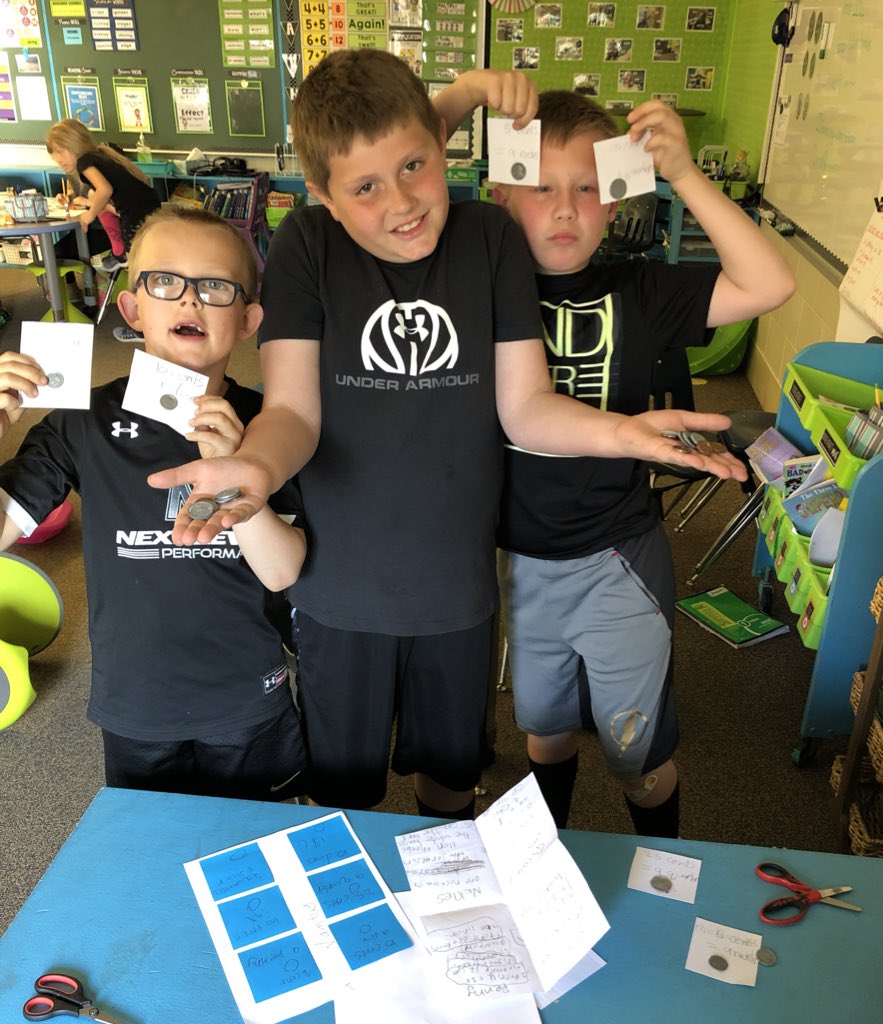 jennistull's tweet image. Counting change PBL in progress. @TrevorMuir @SCSEagles1 @mcculloughmg Coming up with ways to teach our local grocery store to count change! #mathrocks #engaged  #authenticAudience