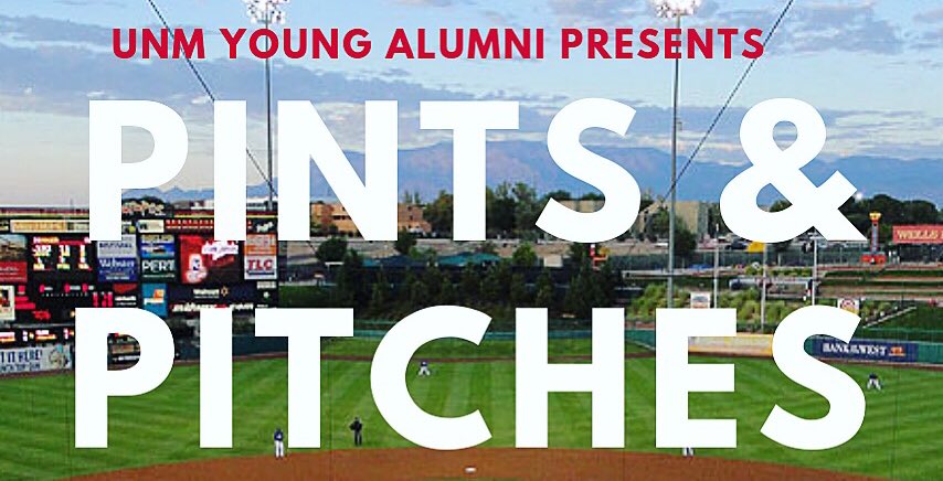 UNMYoungAlumni's tweet photo. Kick off the summer with us at #PintsandPitches on June 1! Only $20 for a pre-game buffet and a beer at the top level of #ThePit - and your ticket to the @ABQTopes! https://t.co/gAw5izgTXF https://t.co/GX2VYmUPTC
