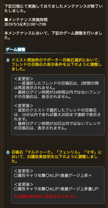 グラブル攻略 Gamewith フレンド召喚石の表示条件調整が実施 変更後 10分以内であれば最大回連続で表示 最終ログイン30日以内ではないフレンド召喚石は表示されない グラブル