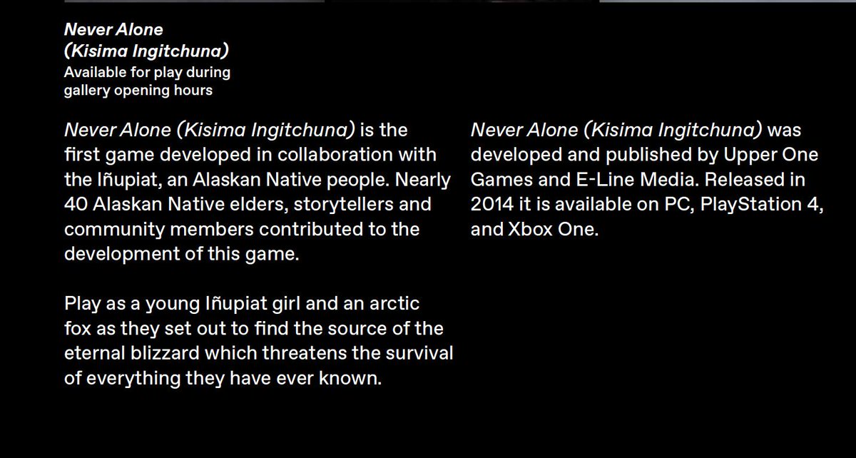 EskerFoundation's tweet image. #PLAY at Esker - we look forward to hosting the game 'Never Alone (Kisima Ingitchuna)' is the 1st game developed in collab. w/ the #Iñupiat, an #Alaskan #Native people: 40 elders, storytellers &amp;amp; community members contributed #MWPlay #MuseumWeek2019 #playstation #xbox #gaming