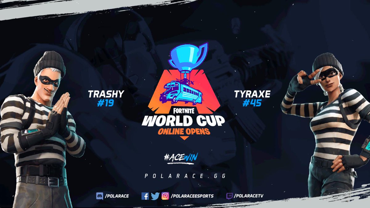 PolarAceGG's tweet image. So proud of @PolarTrashy and @TyraxeFN who each placed top 50 this weekend in the #Fortnite World Cup Open!

#AceWin🐺