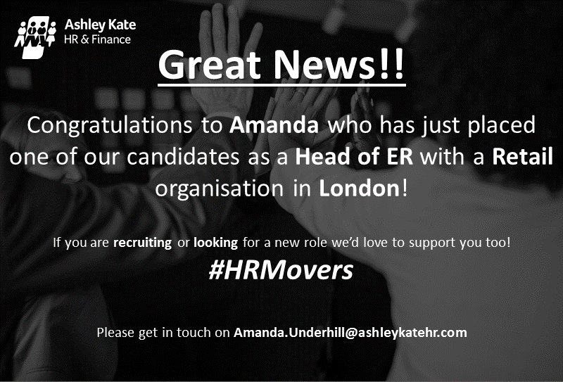 AshleyKateUK's tweet photo. Congratulations to @AmandaU_HR's candidate who is now the Head of #ER for our #Retail client in #London!ππ
If you're currently looking for a new #SeniorHR role or recruiting a new Senior member of your #HR team get in touchπ§
#HRMovers #HRPlacement #employeerelations https://t.co/oj0OUnKRDs