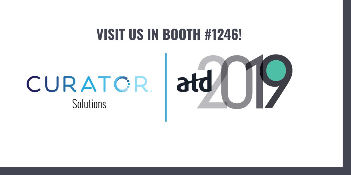 curatorsolution's tweet image. Greetings, Training Professionals! We&apos;ll be exhibiting at the @atd International Conference &amp;amp; EXPO! Visit Booth 1246 to learn how our suite of products help budget-conscious companies train and develop talent faster than ever: bit.ly/ATD2019Curator

#ATD2019 #elearning
