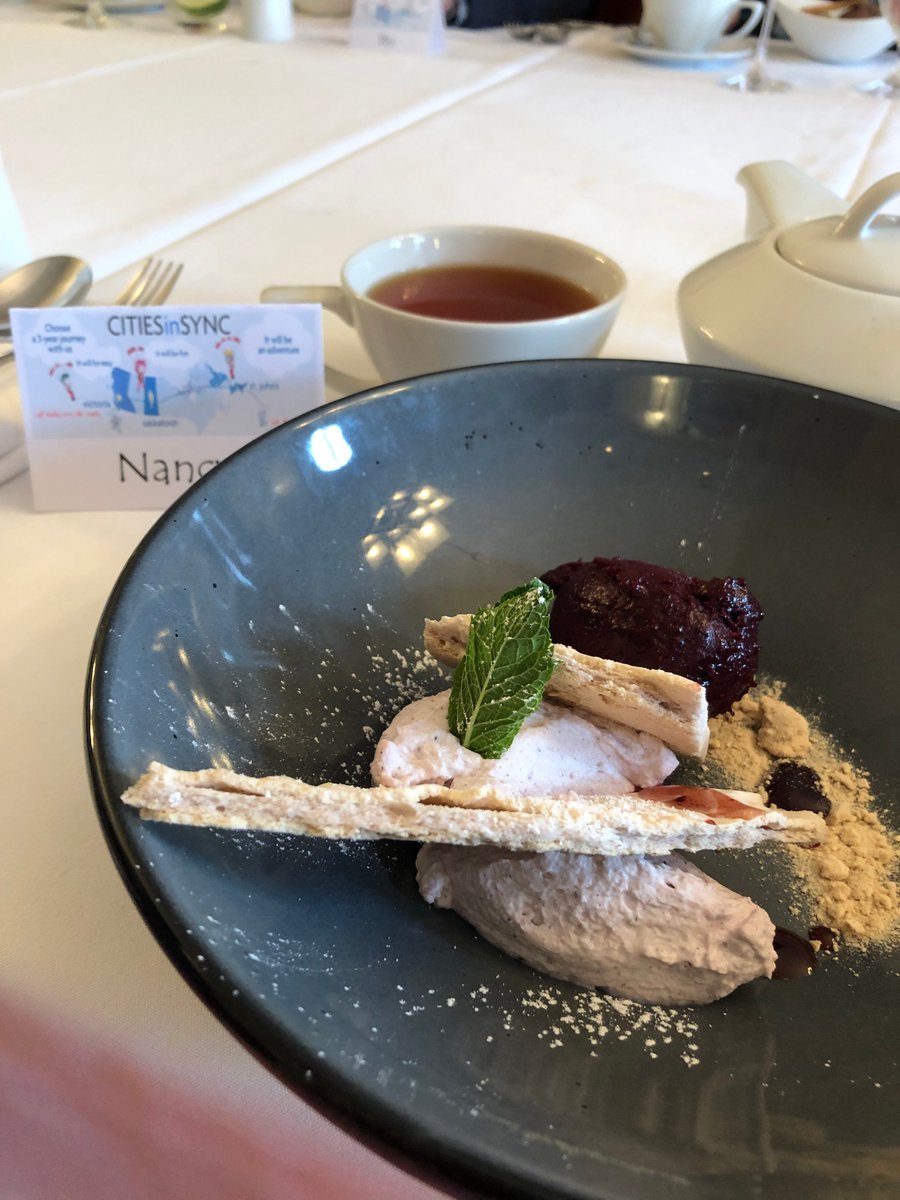 Saskatooning's tweet photo. Saskatoon berry pavlova at the #CitiesInSync lunch?! Yes please! #Saskatooning https://t.co/CxB39QRbNU