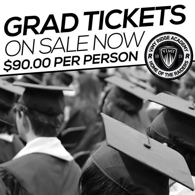 VimyAcademy's tweet photo. #VimyGrad tickets are on sale in the library for the next 3 days only! Get yours while you can! #vimyproud #vimyadmin #epsb #tr https://t.co/g1ELzA4fjM