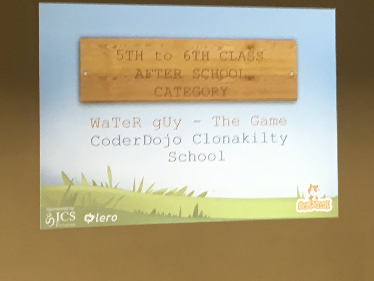 CoderDojoClon's tweet image. Well done to Archie, Darragh and massive congrats to Conor and James - winners of 5th/6th After School Category at National Scratch Final today @scratch_ie @TechWeekIRL @margiekd #proudaspunch