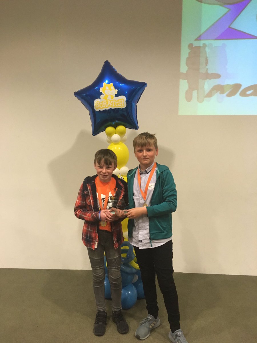 CoderDojoClon's tweet image. Well done to Archie, Darragh and massive congrats to Conor and James - winners of 5th/6th After School Category at National Scratch Final today @scratch_ie @TechWeekIRL @margiekd #proudaspunch