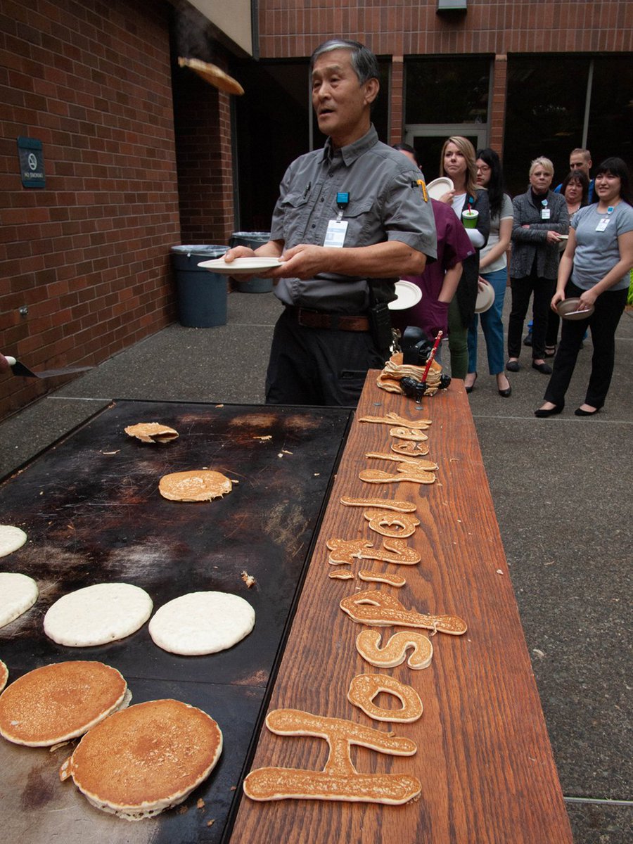ahnw's tweet photo. It was raining pancakes on our patio this morning as our team celebrated National Hospital Week with a uniquely delicious event. #TogetherInspired #HospitalWeek 
Special thanks to @ChrisCakesNW https://t.co/LBs7JDAsbR
