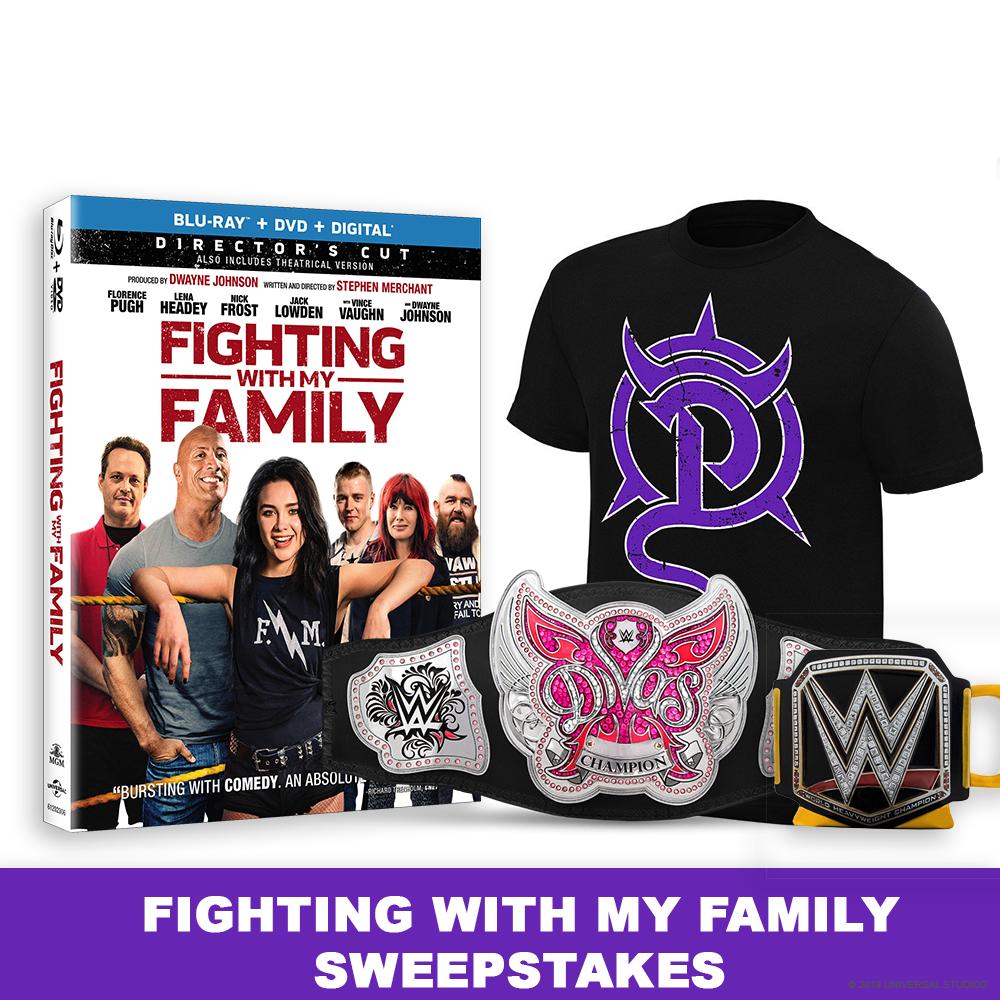 Enter to win a WWE Replica Belt, a WWE Mug, Paige's T-Shirt and a Movie Night Package with treats and a Fighting With My Family Blu-ray! uni.pictures/FWMF_Sweeps
.
.
.
.
.
No. Pur. Nec. Ends 5/31/19. Canada (excluding Quebec) and 50 U.S. &amp; D.C., 13+. Rules: uni.pictures/FWMF_Sweeps