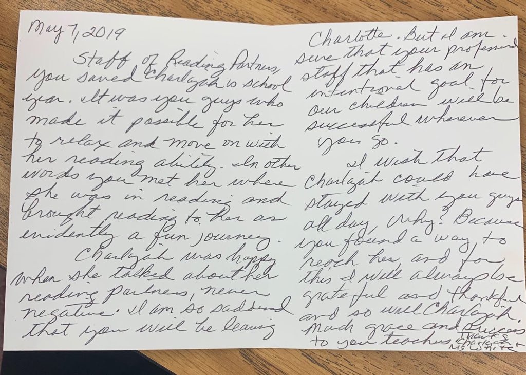 RPCharlotte's tweet photo. It always feels good to get these sweet notes of appreciation for our program. This makes it all worth it 😊 https://t.co/Y2bRTG5Shn