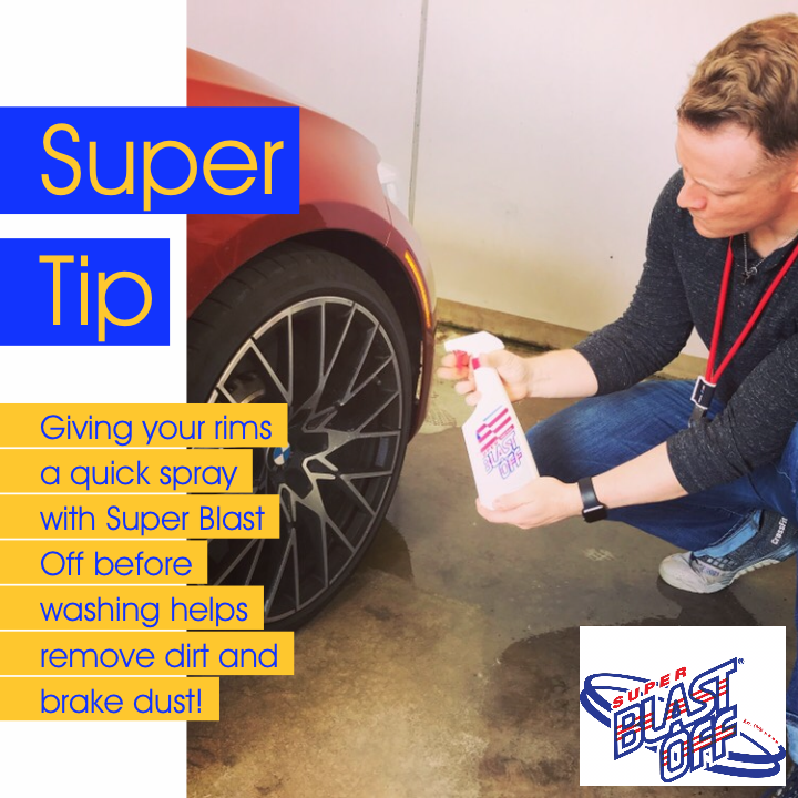 BlastOffIntl's tweet photo. Car care tip! We use #Superblastoff to detail our cars often- but keeping rims clean is probably my favorite use for this #supercleaner https://t.co/IuRNYDpWLP