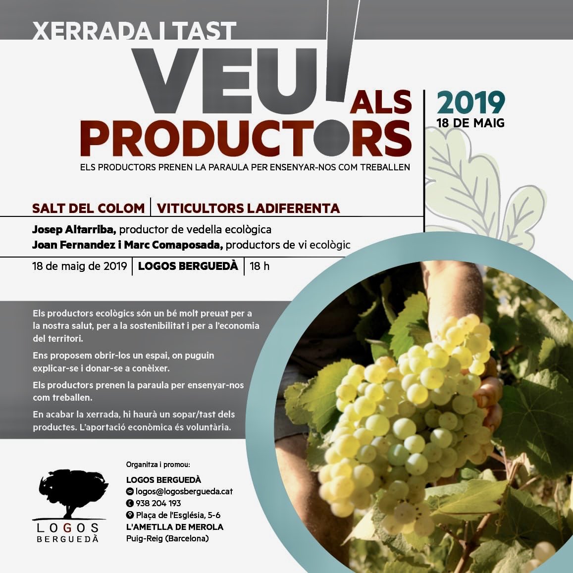 ladiferenta's tweet photo. XERRADA - TAST: Hi han projectes que mimen als productors, clients i col.laboradors. Projectes amb valors profunds. Aquest és el cas de @LogosBergueda
Dissabte a la tarda farem tàndem amb #saltdelcolom
#sobiraniaalimentària #eco #bio #wine #vi #vicatalà https://t.co/MWqIRPKz54