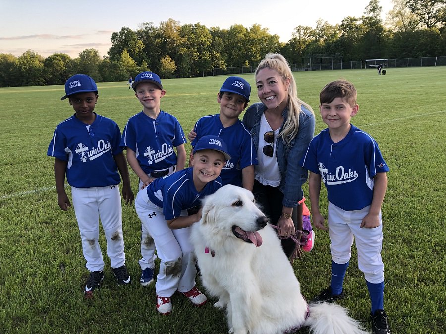 TwinOaksCS's tweet photo. Second Grade Teacher Miss Corbin Shelton and her dog, Waylon, showed up to cheer on the second grade boys baseball team! ⚾️ https://t.co/hiw9kQQuiW