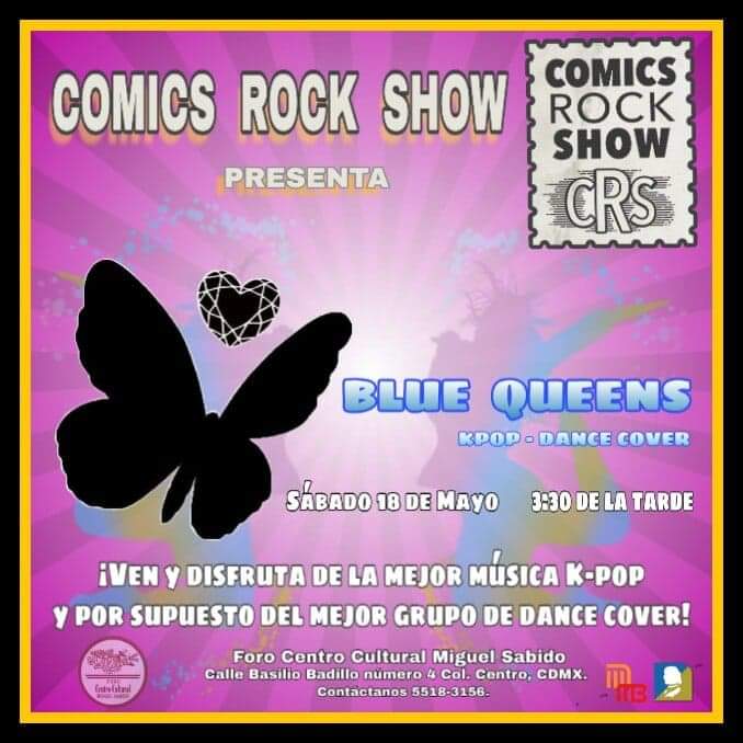 ComicsRockShow's tweet image. ¡¡Sábado 18 de mayo, no te pierdas a las geniales chicas de #BlueQueen que nos traen los mejores dance #covers de el #Kpop!

#ComicsRockShowSiempreContigo😉