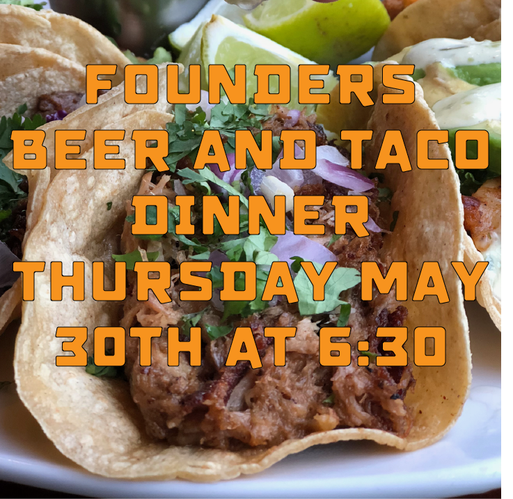 We still have spots open for our Taco Dinner w/ Founders Brewing Co., reserve your spots now! Dinner is on May 30th! craftycowwi.com/store/events/