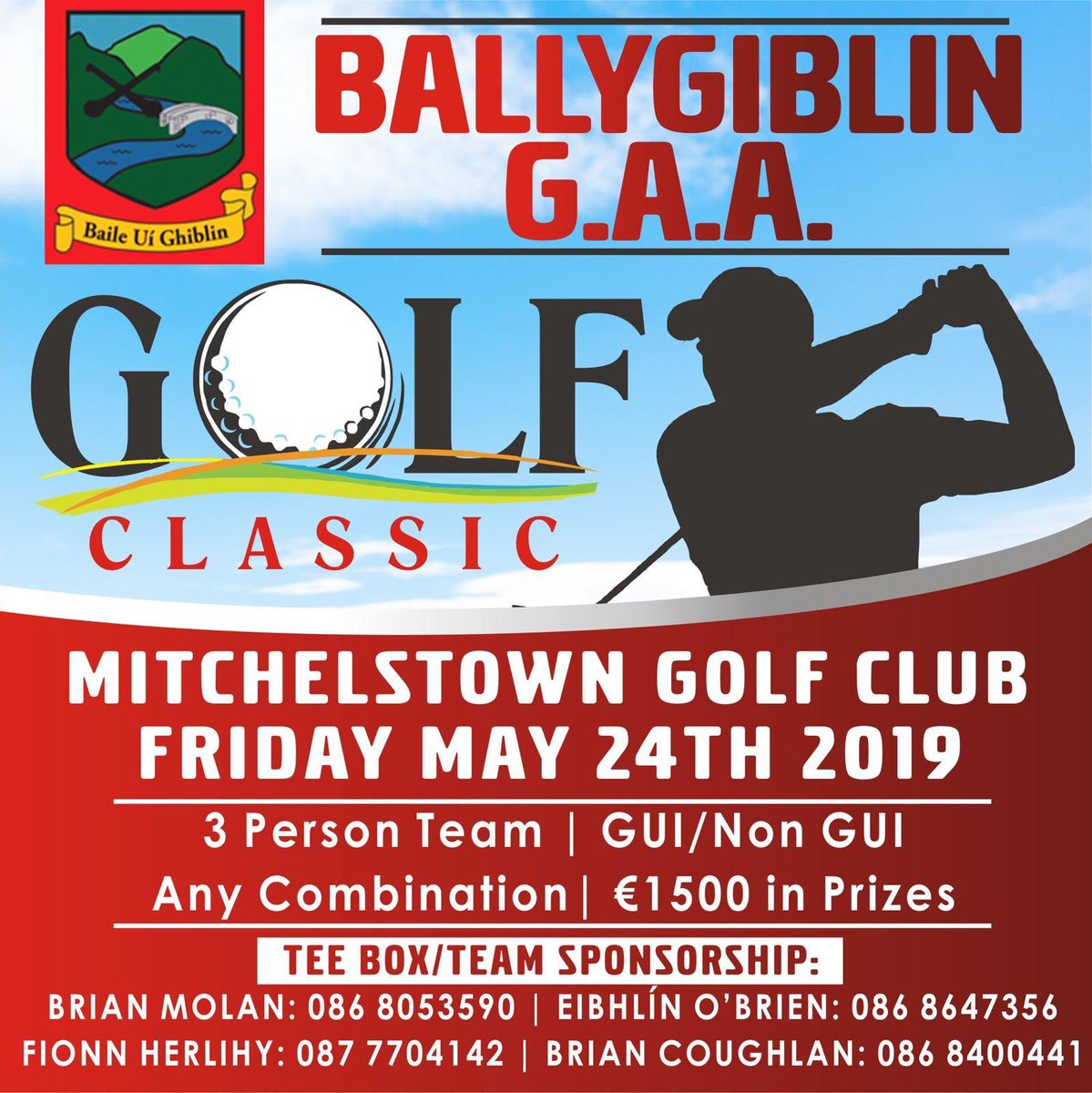 Ballygiblingaa's tweet photo. Just a reminder.Anyone wishing to sponsor a Tee Box or enter a team in the golf classic, we would appreciate it if you could have your details in with a club member this weekend please. https://t.co/nx4uwNQ3ri