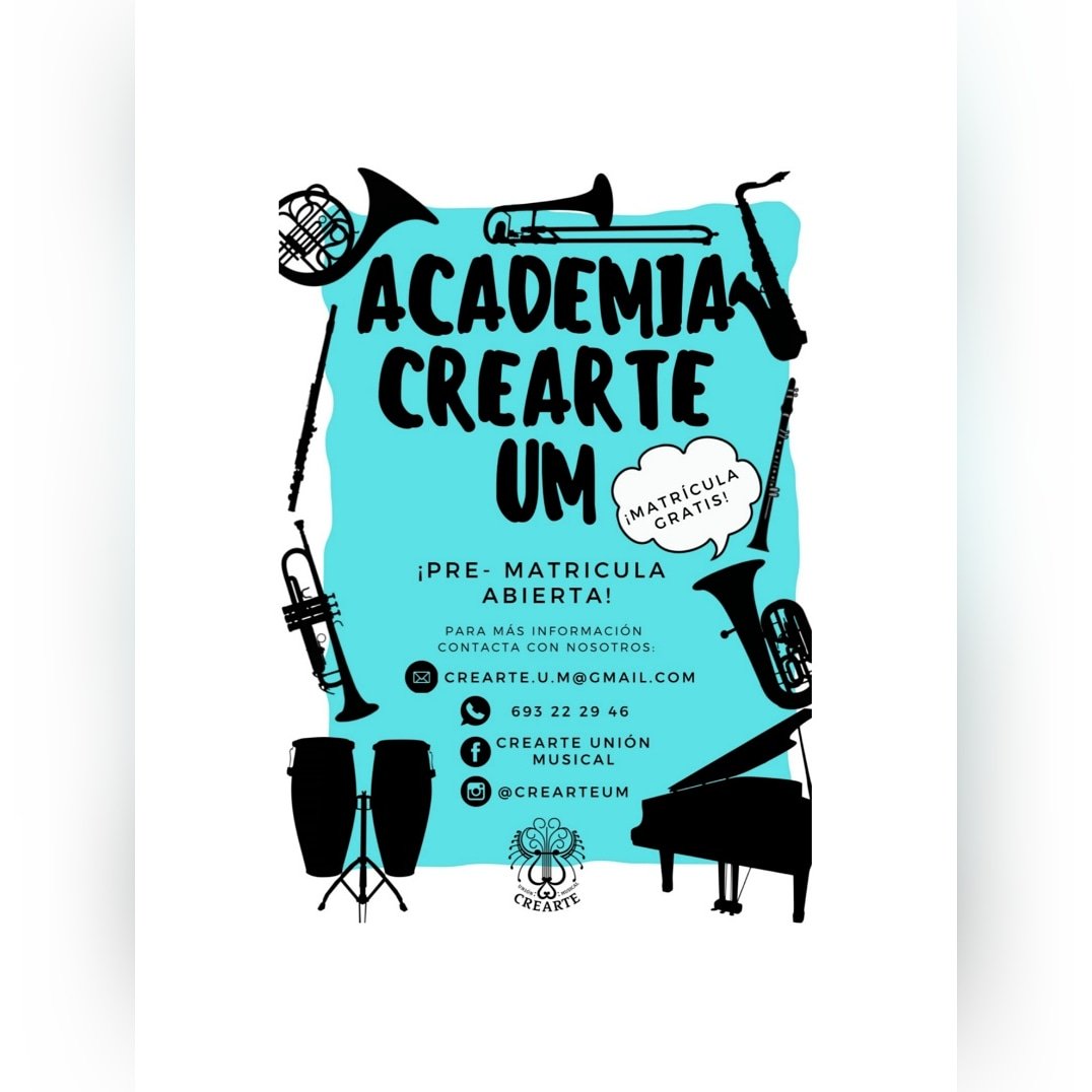 ¿Siempre has querido tocar un instrumento musical y no te has decidido a empezar? 🎶🎵

¡Nunca es tarde para empezar aquello que más te gusta! 🕒
En Crearte UM estaremos encantados de cumplir tu sueño 💭

¡No dudes en contactar con nosotros! 📲

#CrearteUM #SiLoCreesLoCreas